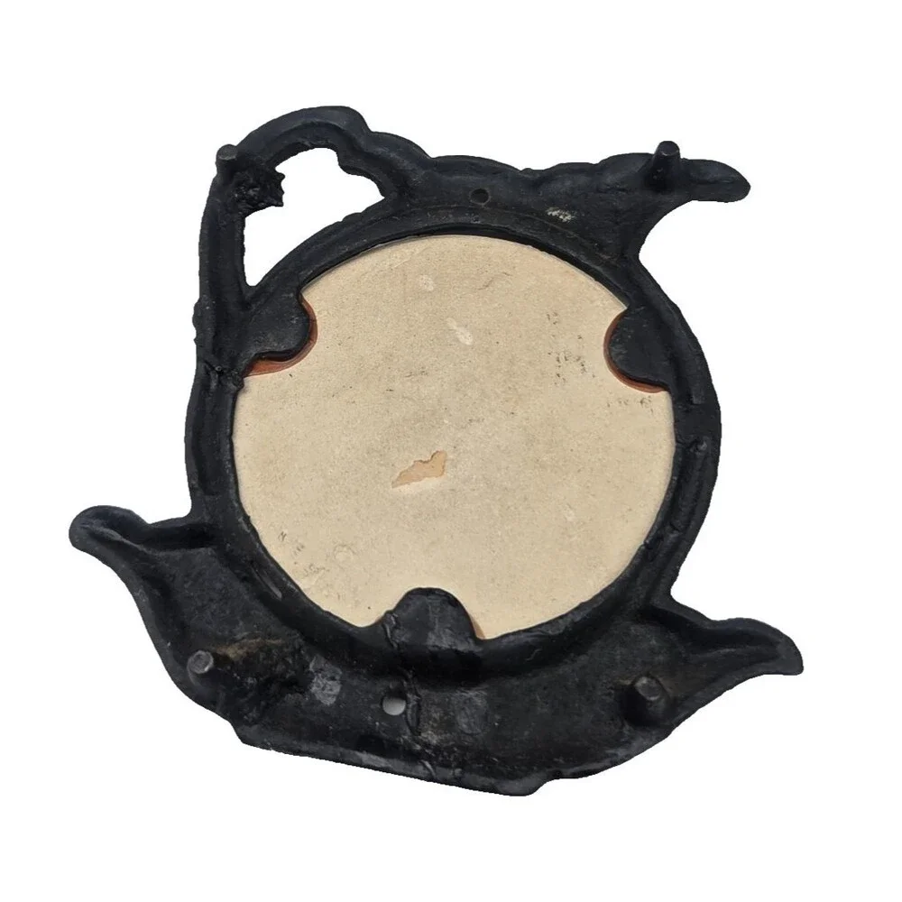 Vintage Cast Iron And Ceramic Trivet Hot Plate Spoon Rest Scandinavian Couple...